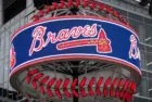 MLB Atlanta Braves' logo on giant light baseball Atlanta^ Georgia - February 5^ 2020