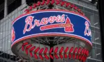 MLB Atlanta Braves' logo on giant light baseball Atlanta^ Georgia - February 5^ 2020