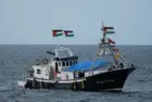 The Global Sumud Flotilla departs from the harbor heading to Gaza leading vessel of the flotilla. Portopalo di Capo Passero^ Sicily^ Italy^ 19 September 2025