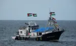 The Global Sumud Flotilla departs from the harbor heading to Gaza leading vessel of the flotilla. Portopalo di Capo Passero^ Sicily^ Italy^ 19 September 2025