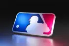 Major League Baseball logo on dark background with metallic surface. 3D render