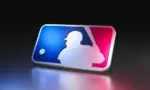 Major League Baseball logo on dark background with metallic surface. 3D render