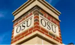 OSU Lettering on brick column on the Oklahoma State University Campus Stillwater^ OK - October 21^ 2022
