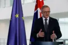 Australian Prime Minister Anthony Albanese is received with military honors by German Chancellor Olaf Scholz at the Federal Chancellery in Berlin.