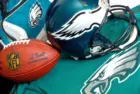 NFL Philadelphia Eagles club equipment ^ ball^ helmet^ jersey and bag^ product shot