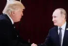 US President Donald Trump and Russian President Vladimir Putin are in conversation. New York^ US - 01 September 2025