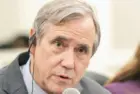 Senator Jeff Merkley (D-Oregon) speaks during a meeting with President-elect Bernardo Arevalo and a bicameral delegation from US Congress and House. Guatemala City^ Guatemala^ 10/12/23