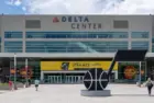 Delta Center in Salt Lake City^ Utah^ USA - June 28^ 2023. The Delta Center is an indoor venue.