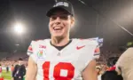 Ohio State quarterback Will Howard #18 is seen after winning the 2025 Rose Bowl game against Oregon Wednesday^ Jan. 1^ 2024^ in Pasadena^ Calif.