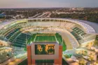 Waco^ Texas - November 15^ 2019: McLane stadium prepares for College Gameday ahead of the 12th ranked Baylor Football Team's home rivalry game against the Oklahoma Sooners.