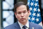 Secretary of State Marco Rubio speaks at a press conference after meeting with President Bernardo Arevalo. Guatemala City^ Guatemala. 02-05-25