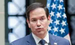 Secretary of State Marco Rubio speaks at a press conference after meeting with President Bernardo Arevalo. Guatemala City^ Guatemala. 02-05-25