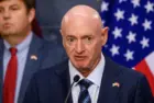 Mark Kelly^ US Senator. Delegation of senators and congressmen^ during press briefing after meeting with Evika Silina^ Prime Minister of Latvia. RIGA^ LATVIA. 30th August 2024