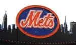 Classic New York Mets logo^ carried over to Citi Field from old Shea Stadium^ on top of the Shake Shack on May 26^ 2009 in New York.