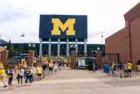 Unidentified Fans exit Michigan Stadium after a University of Michigan football game Ann Arbor^ MI - September 4^ 2021