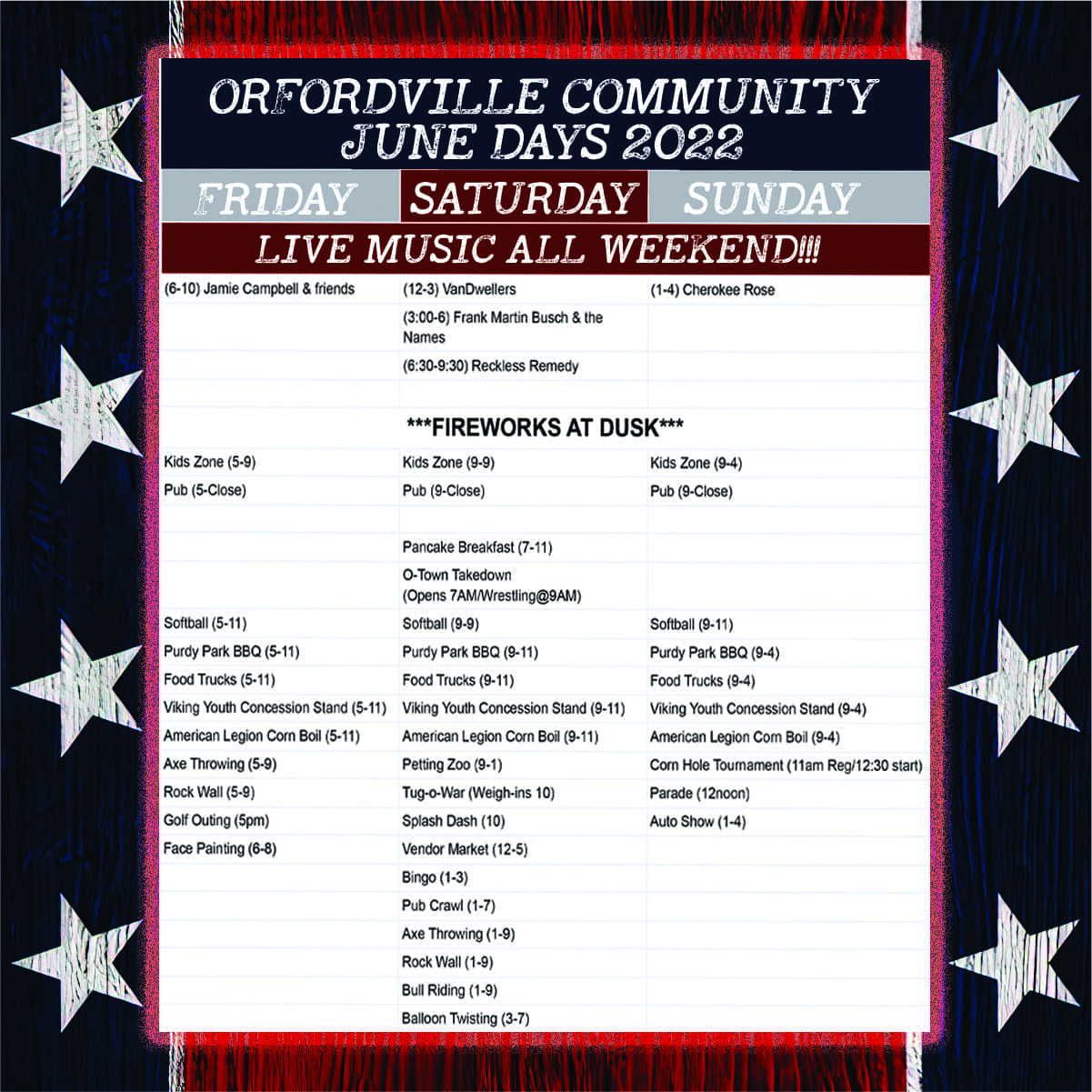 Orfordville Community June Days WWHG 105.9 The HOG