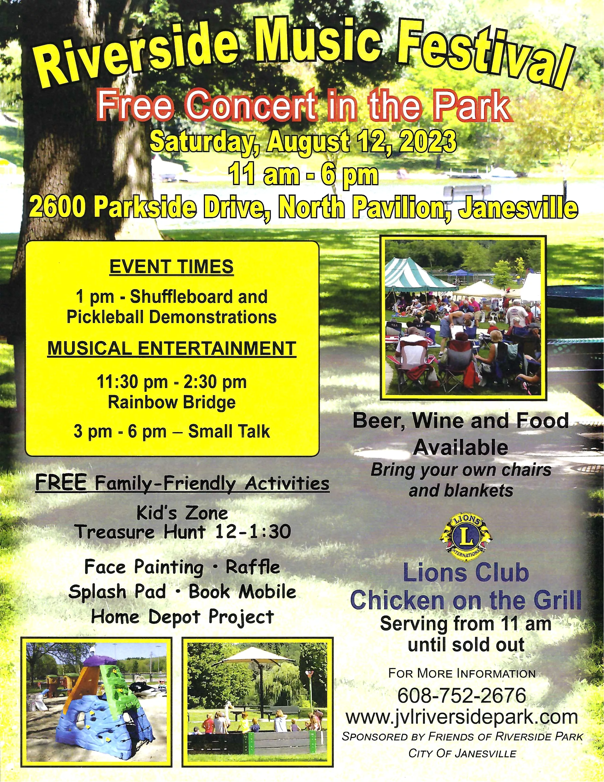 Janesville Riverside Park Music Festival and Lion’s Chicken Dinner
