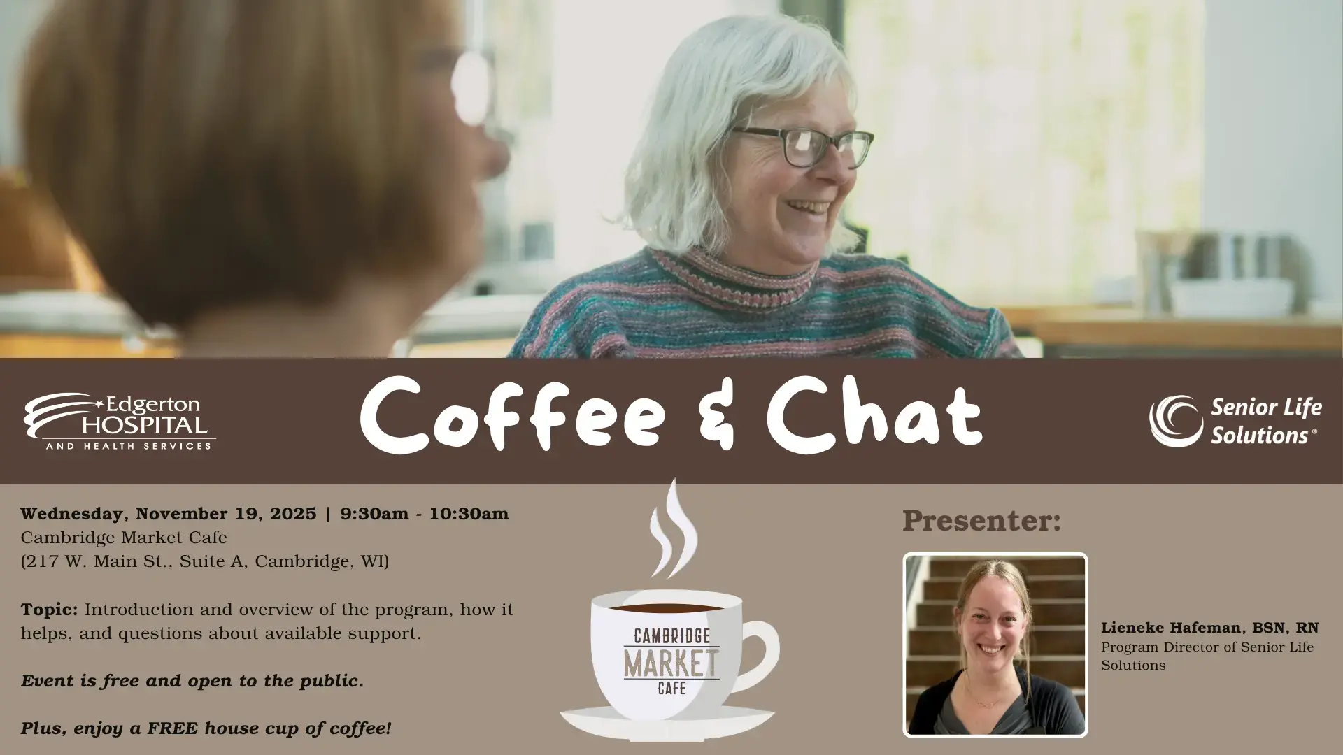 Coffee & Chat “Introduction to the Senior Life Solutions Program” (at Cambridge Market Cafe)