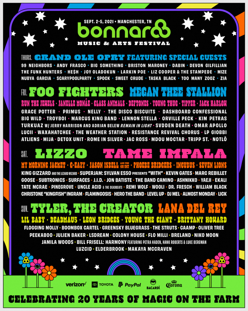 WIN TICKETS TO BONNAROO '21 to Tiger Communications, Inc.