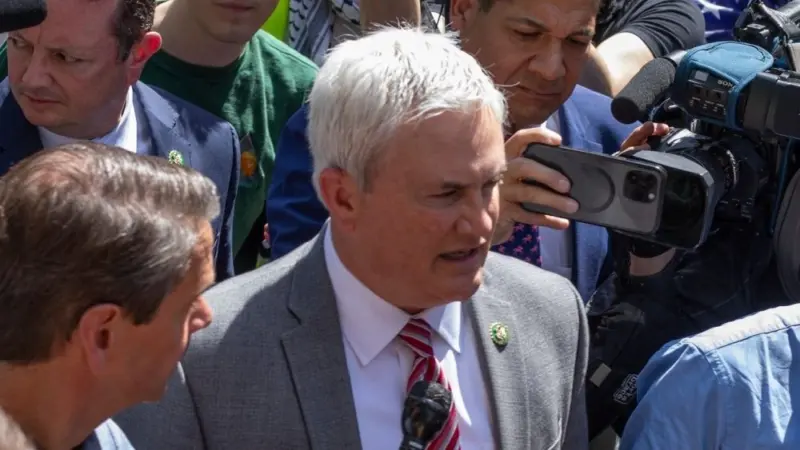 Republican member of the House of Representatives James Comer visited the tent camp on the George Washington University GWU^ DC^ USA - May 1st^ 2024