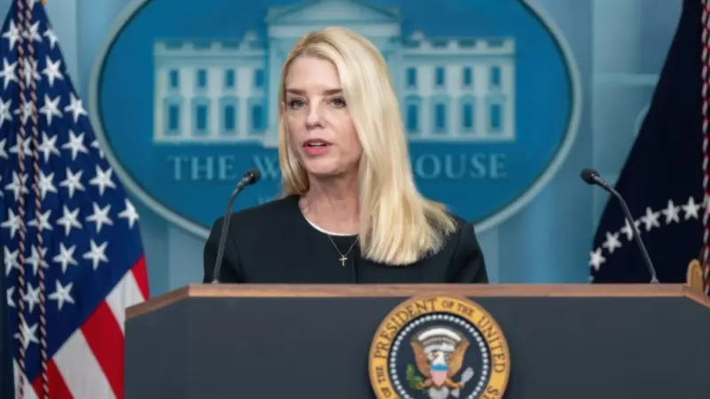 President Donald Trump holds a press conference with Attorney General Pam Bondi and Deputy Attorney General Todd Blanche on Supreme Court Victory at the White House Washington DC. 2025 June 27