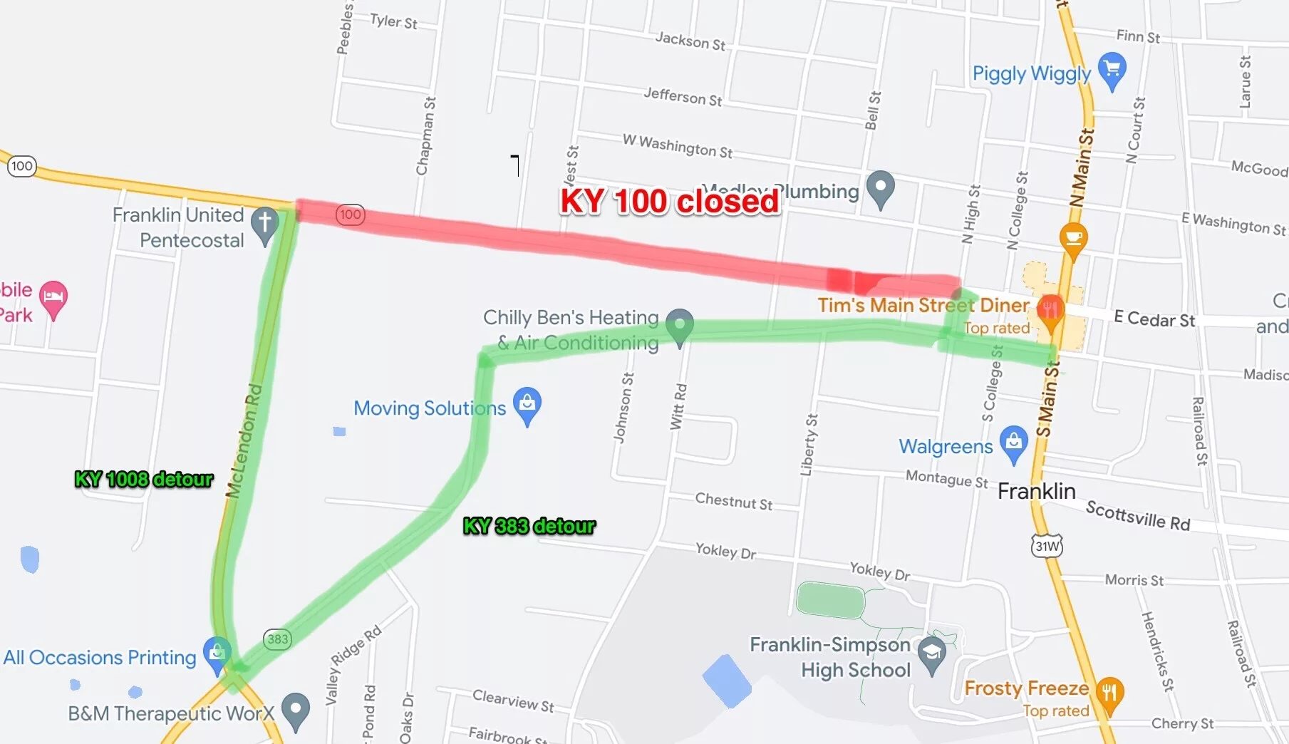 Major road rehabilitation project to temporarily close KY 100 in