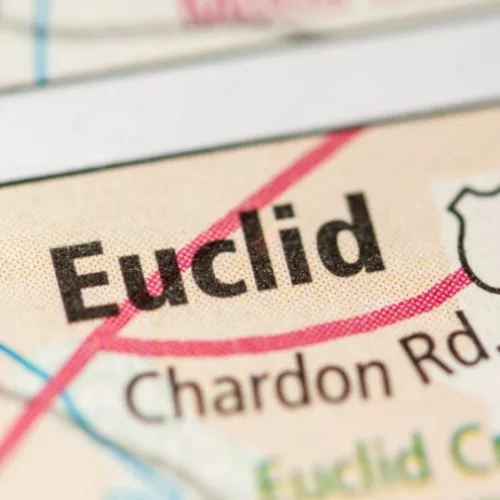 map identifying Euclid. Ohio. USA