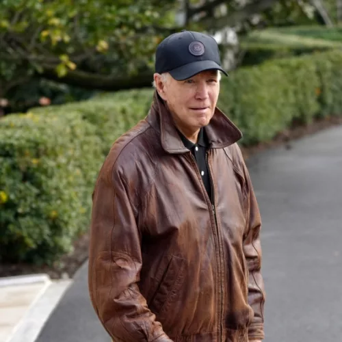 President Biden fields questions from the press prior to boarding Marine One. Washington^ D.C. USA - 1-13-2024: