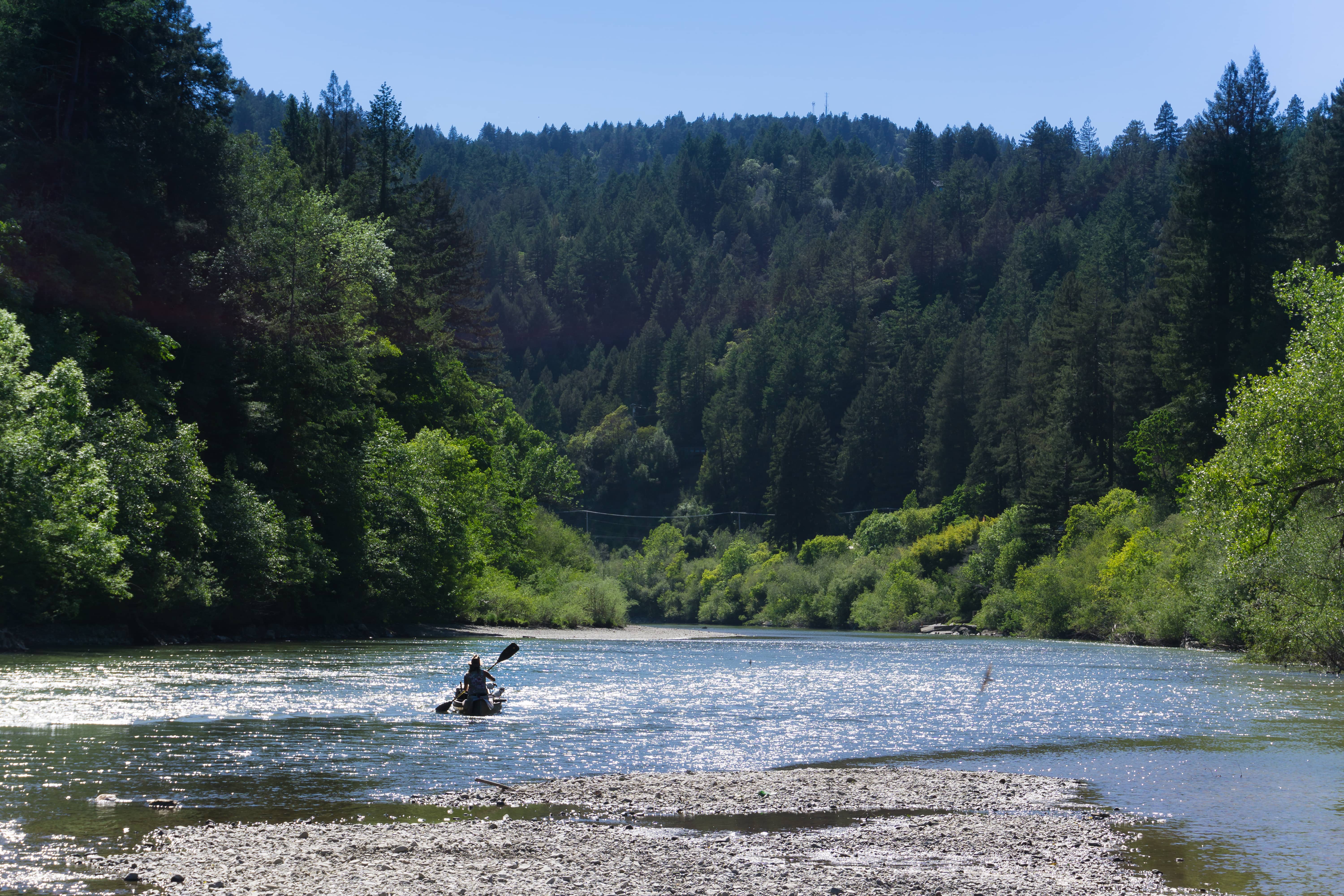 lonepersonpaddlesacanoedownariverina