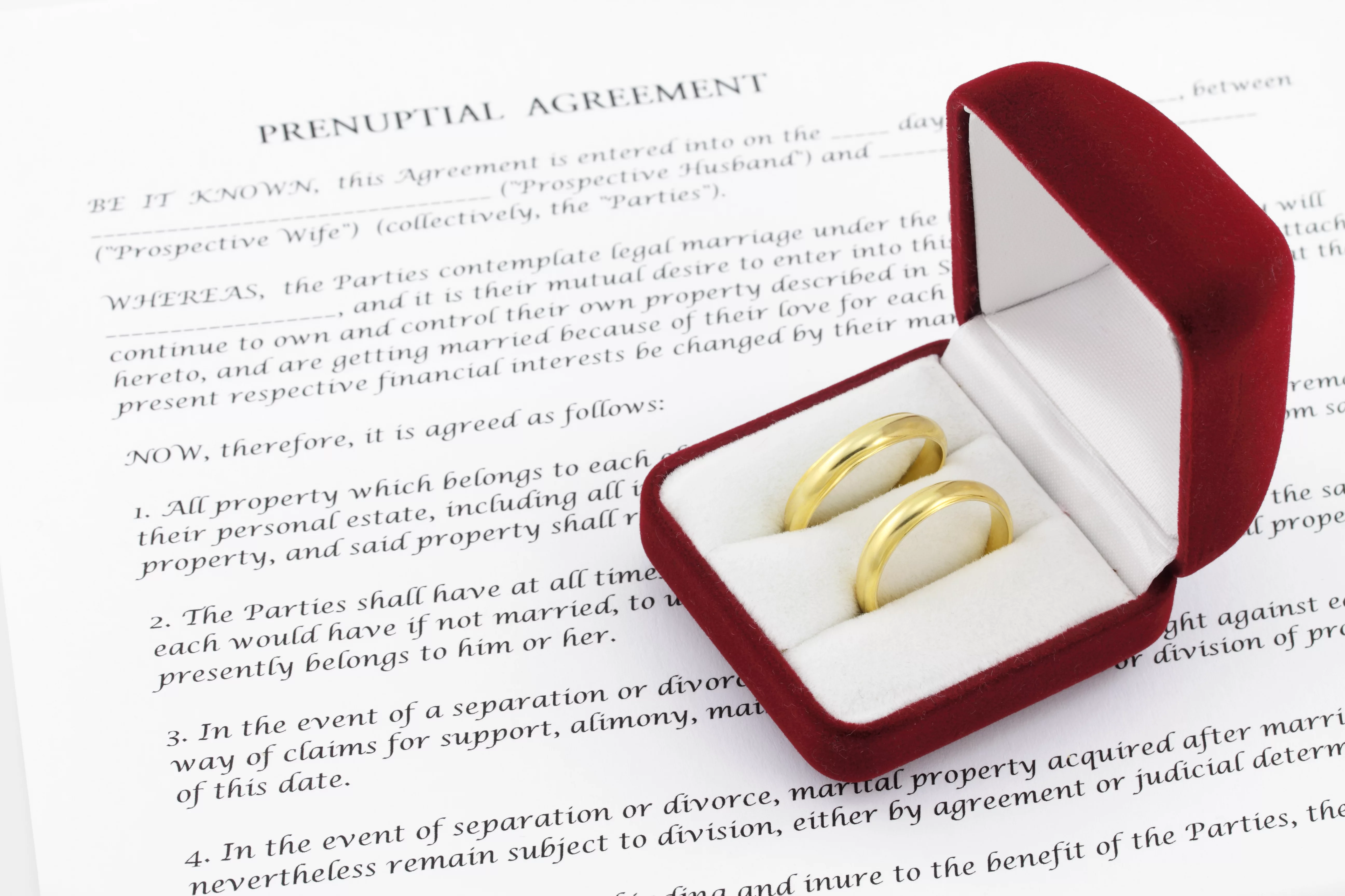 formofprenuptialagreementwithapairofweddingrings