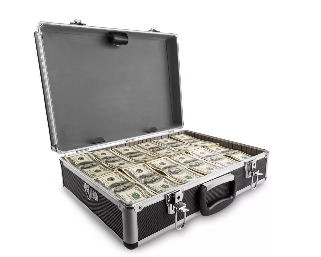 casefullofdollaronwhitebackground