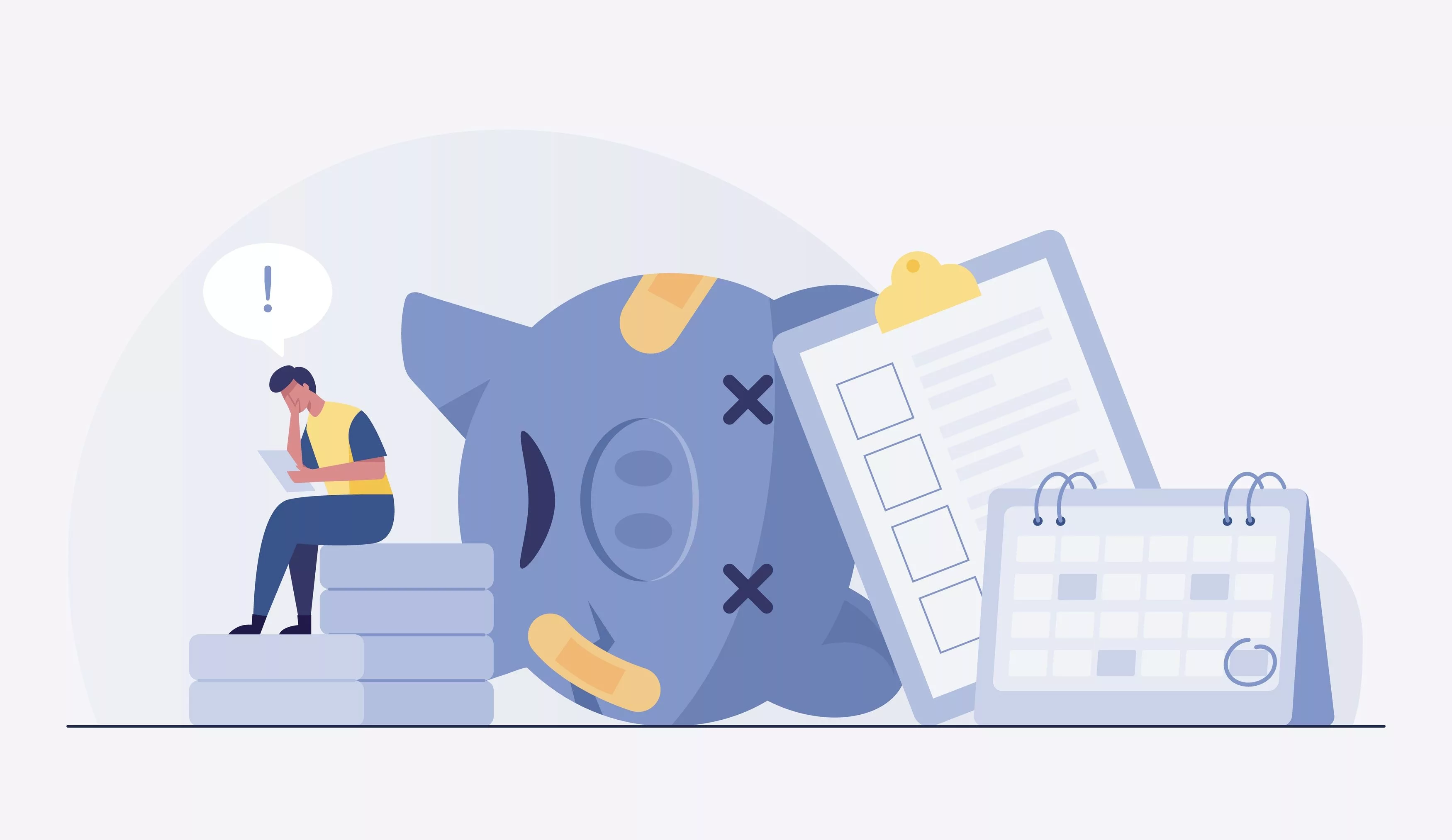 sadmanconcernedaboutfinancialproblem-vectorillustration