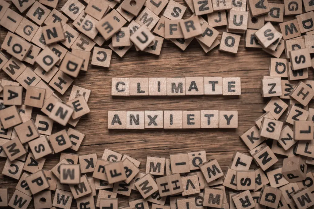 climatepanicsymbolwordsclimateanxietymadeofscatteredletters