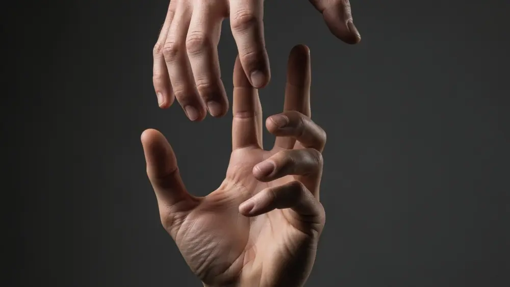 verticalimageofahandreachdownfromthetop
