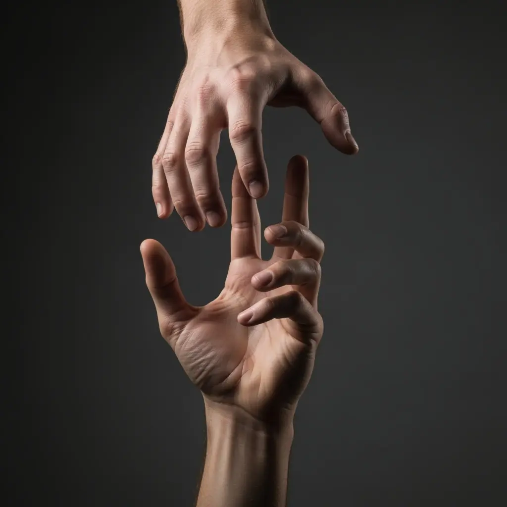 verticalimageofahandreachdownfromthetop