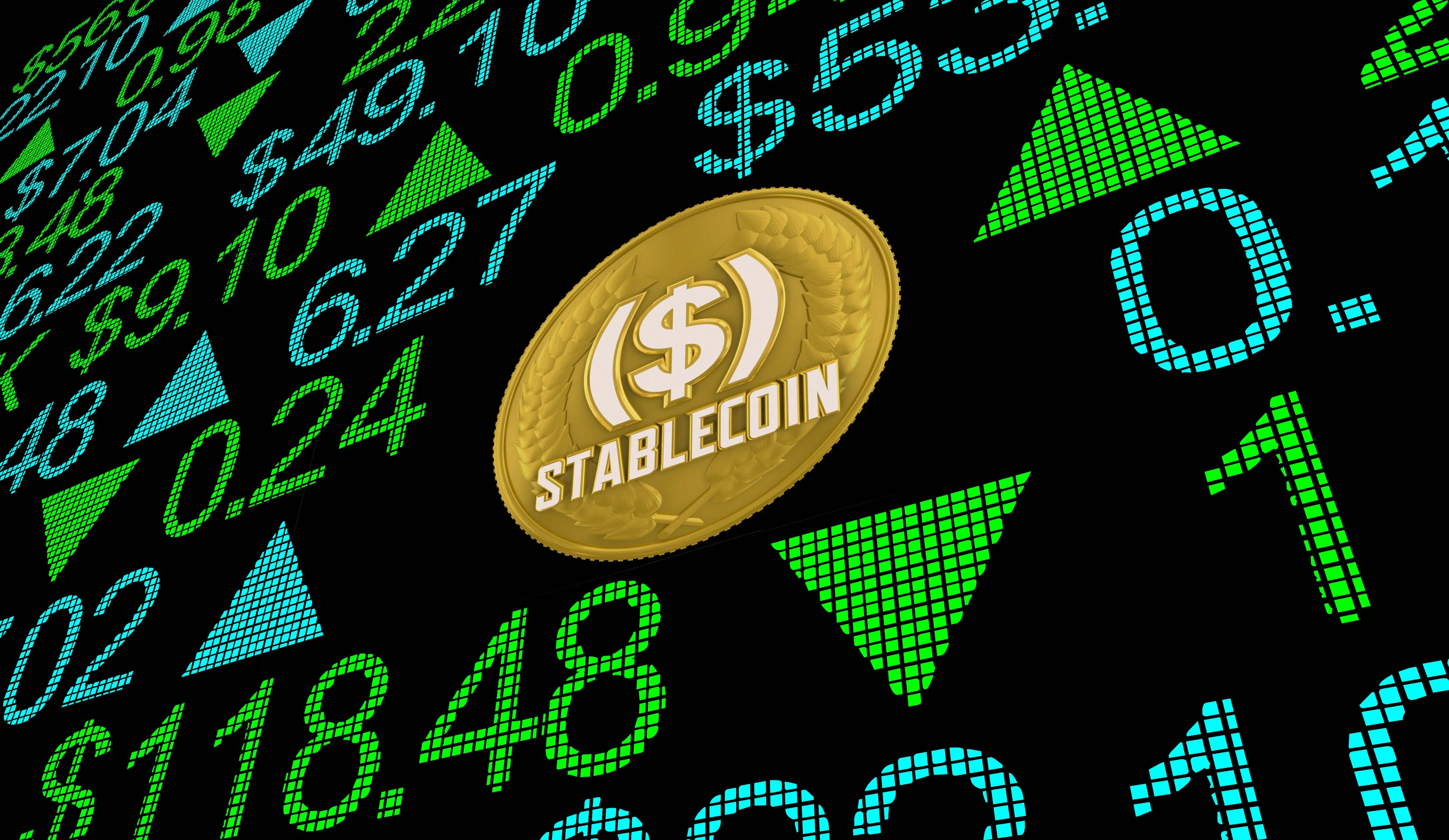 stablecoinstockmarketcryptocurrencytradingpricesinvestment3dillustration