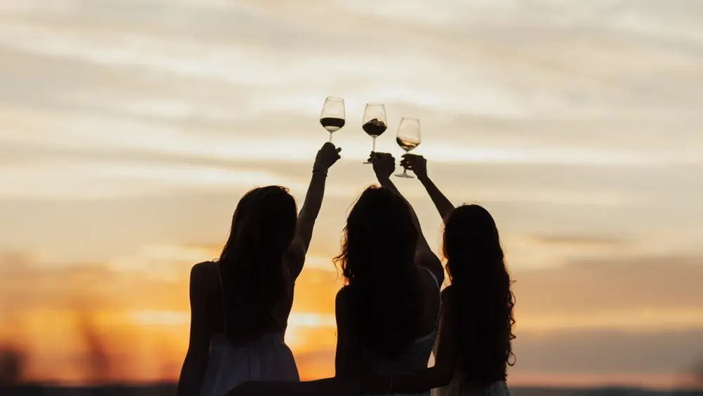 silhouettesofwomenintheparkineveningsunlight-the