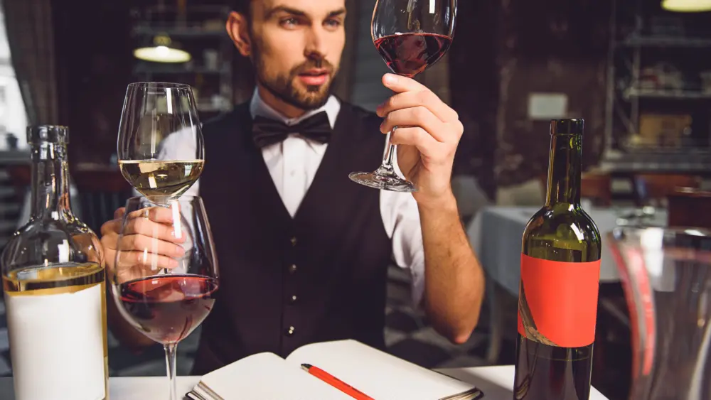 winecriticabsorbedlylookingatglasses