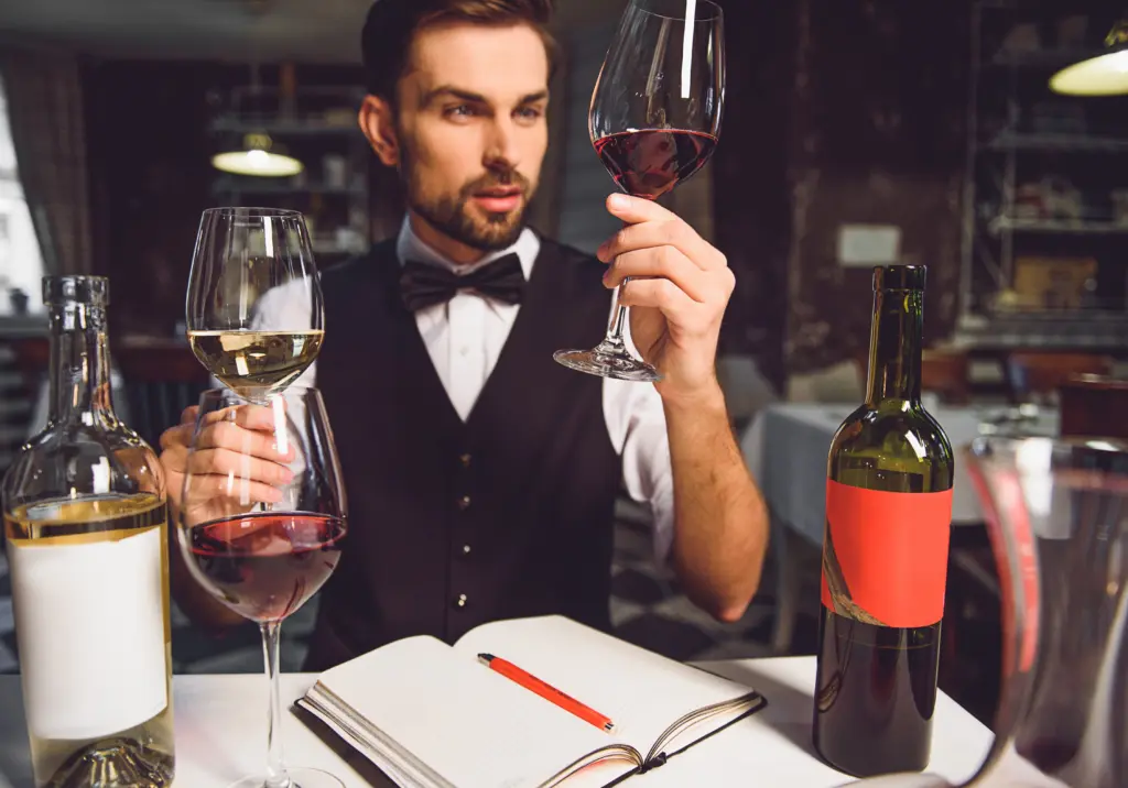 winecriticabsorbedlylookingatglasses
