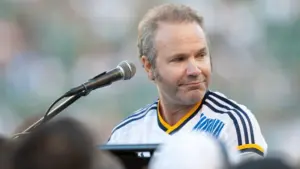 John Ondrasik AKA Five For Fighting performs before the Los Angeles Galaxy MLS game against the Seattle Sounders on October 19th 2014 at the StubHub Center.