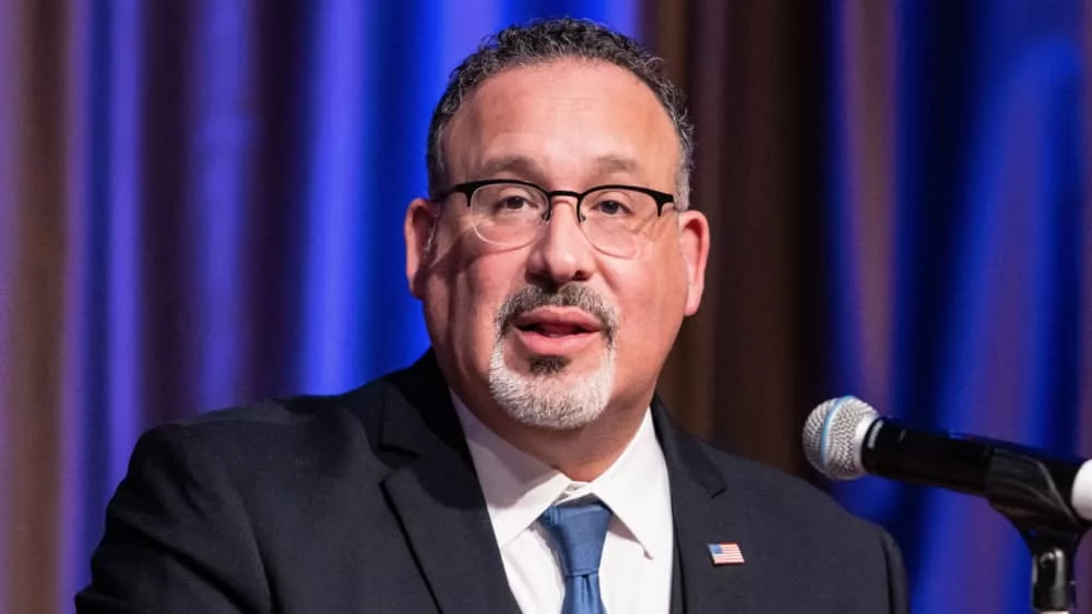 Secretary Miguel Cardona^ Department of Education at NAN 2023 Convention at Sheraton Times Square in New York on April 12^ 2023