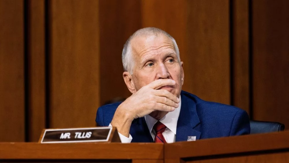 Senator Thom Tillis watches as the Senate Intelligence Committee examines the nomination of Kashyap Patel for Director of the Federal Bureau of Investigation. January 30^ 2025 - Washington DC