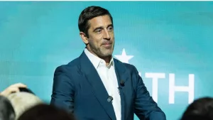 Aaron Rodgers at LVMH Tower in New York on October 30^ 2023