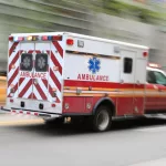 ambulance on emergency car in motion blur