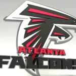 Emblem of the Atlanta Falcons. The Atlanta Falcons are a professional American football team. Template for presentation or infographics. 3D render. 3D Illustration