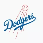 Los Angeles Dodgers^ editorial vector logo is printed on white paper.