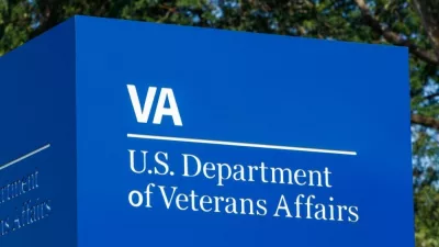 Signage and logo of the U.S. Department of Veterans Affairs - providing healthcare services to military veterans. Fort Wayne - Circa August 2018