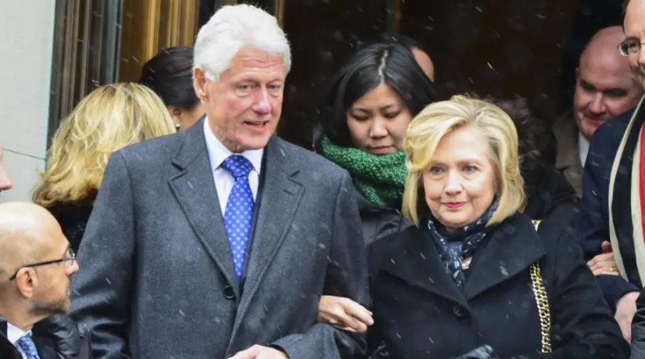 Bill & Hillary Clinton at funeral services held for former New York governor Mario Cuomo at St. Ignatius Loyola Church on Manhattan's Upper East Side. NEW YORK CITY - JANUARY 6 2015
