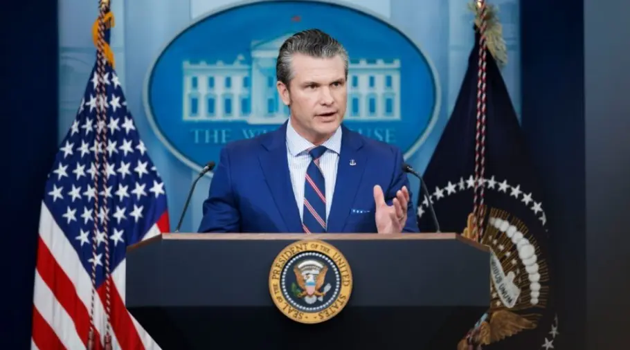 Pete Hegseth^ Defense Secretary^ speaks at a White House press briefing after a Black Hawk helicopter collided with American Airlines flight 5342 by DCA airport WASHINGTON – January 30 2025