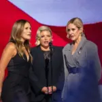 THE CHICKS (Natalie Maines^ Martie Maguire^ and Emily Strayer) at the Democratic National Convention Chicago^ United Center DNC 2024 - Day 4 Chicago^ Illinois USA - 08-22-2024